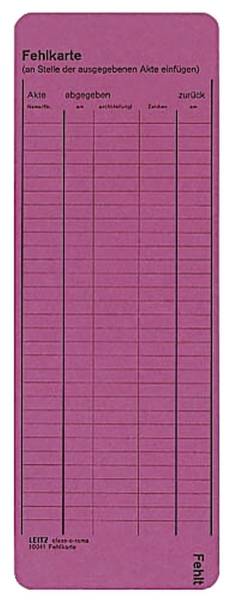 LEITZ Leitkarte Fehlkarte rot 2450-00-25 50ST