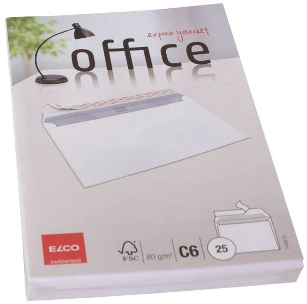 Briefumschlag Office C6, hochweiß, haftklebung, Idr, 80 g qm, 25 Stück