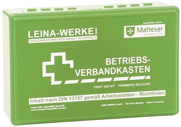 Betriebsverbandkasten klein mit Wandhalterung grün
