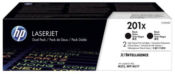 Druckkassetten schwarz, 2 x 2 800 Seiten , CF400XD®