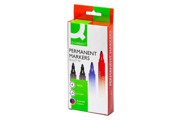 Q-CONNECT Permanentmarker M 4ST. KF26088 Rundspitze