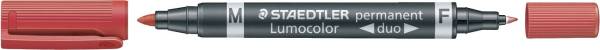 Permanentmarker Lumocolor duo nachfüllbar, 0,6 mm und 1,5 mm, rot®