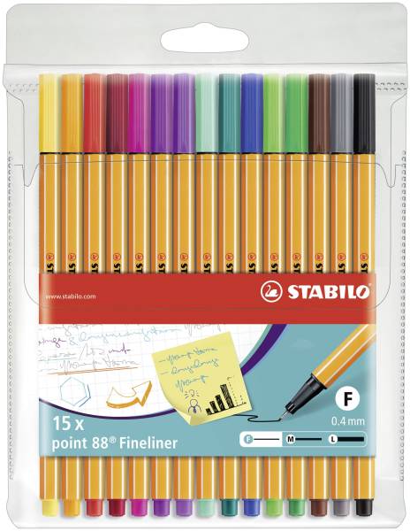 Fineliner point 88 Etui, mit 15 Stiften®
