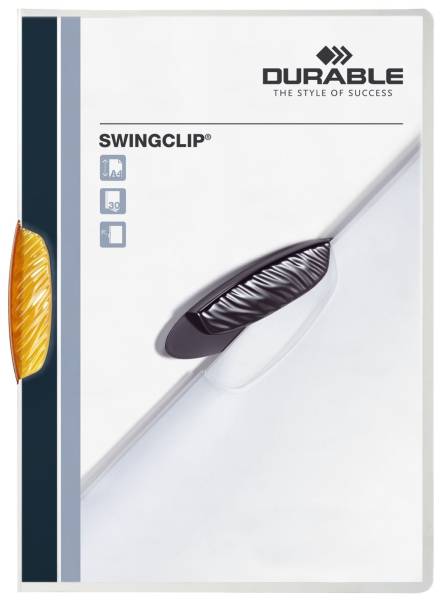 DURABLE Klemmmappe Swingclip A4 orange 2260 09 30Bl transp.