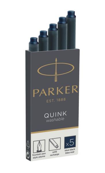 Tinte für Füllhalter Quink Tintenpatrone, schwarz blau, 5 Patronen