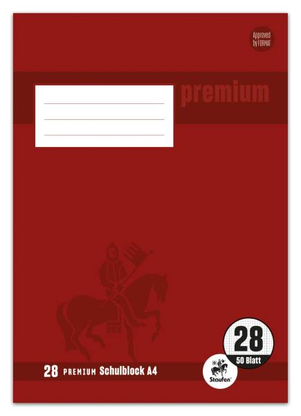 STAUFEN PREMIUM Schulblock A4 50BL Lin.28 kariert 734044228 m.Rand