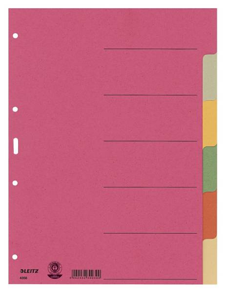4358 Register Karton, blanko, A4, 6 Blatt, farbig