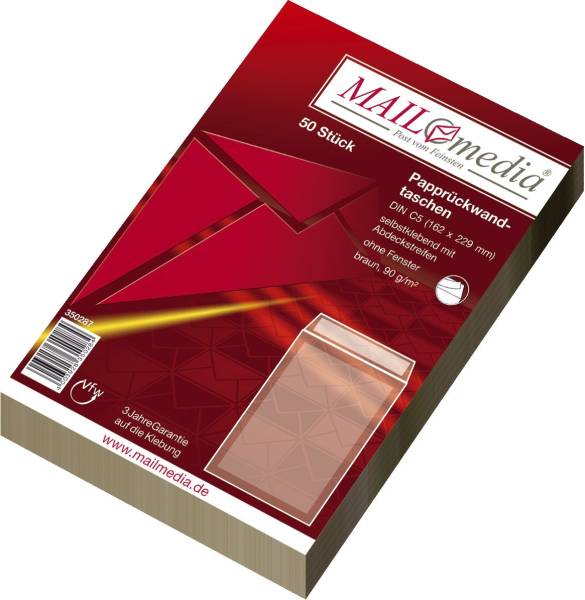 MAILMEDIA Versandtasche C5 HK 90g braun 30002451 50ST Papprückwand