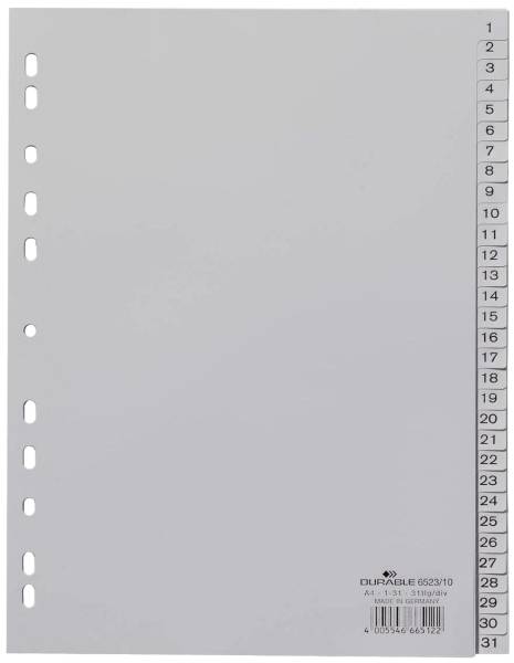 DURABLE Register 1-31 grau A4 6523 10 31tlg.