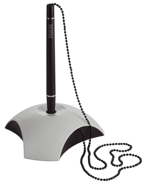 Kugelschreiberständer DELTA Kette, lichtgrau schwarz