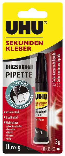 UHU Sekundenkleber 3g mit Pipette 45570 blitzschnell