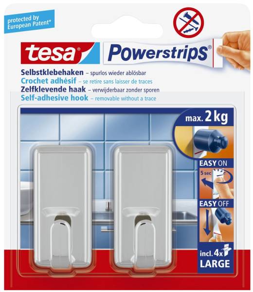 Powerstrips Systemhaken ablösbar, classic, Tragfähigkeit 2 kg, chrom®