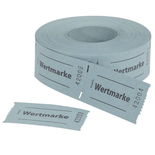 Gutscheinmarken Rollen »Wertmarke« blau, fortlaufend nummeriert, 60x30 mm, 500 Stück