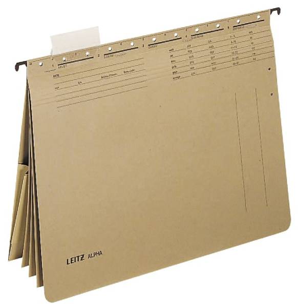 1983 Hängehefter ALPHA mehrfach, 4 kfm Heftungen, Tasche, Natronkarton, naturbraun®