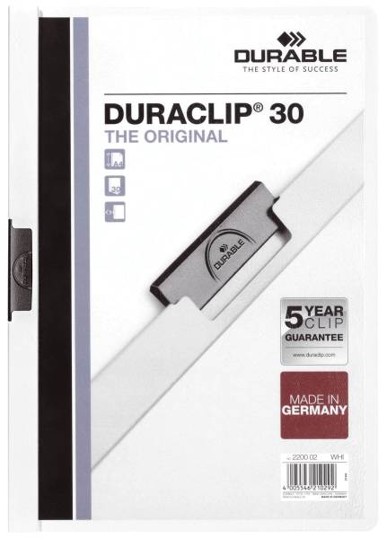 Klemm Mappe DURACLIP 30, DIN A4,weiß®