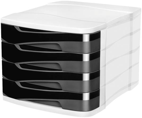 Schubladenbox Ellypse A4, 4 halboffene Schubladen, schwarz