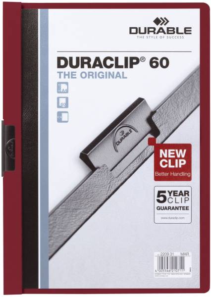 DURABLE Klemmmappe Duraclip A4 aubergine 2209 31 60 Blatt