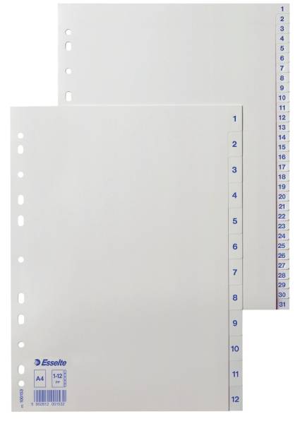 Zahlenregister Economy 1 12, A4, PP, 12 Blatt, weiß, Plastik