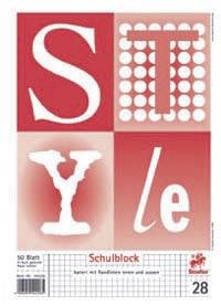 Schulblock PREMIUM Academy, geleimt, 4fach gel , 90g, A4, raut m Randlinien, 50Blatt