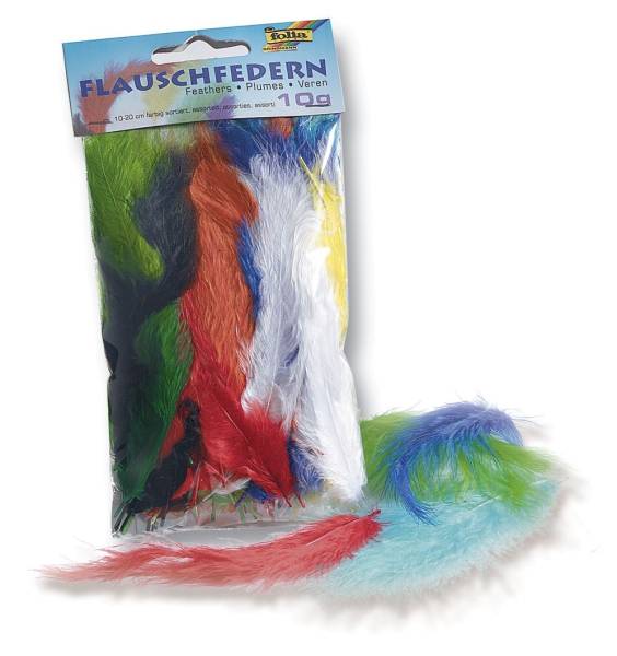 Flauschfedern 10 g, farbig sortiert