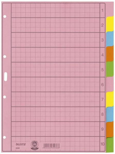 4340 Register blanko, Papier, A4, 10 Blatt, Taben 2x 5 farbig