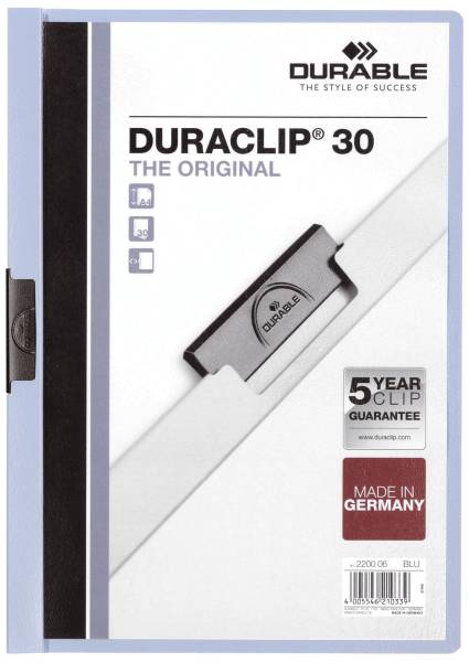 DURABLE Klemmmappe Duraclip A4 hellblau 2200 06 30BL