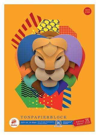 Tonpapierblock geleimt A4, 20 Blatt, 130g qm, sortiert
