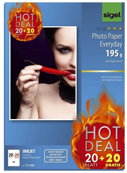 SIGEL Inkjet Fotopapier 20+20BL weiss T1155 A4