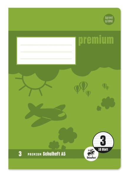 STAUFEN PREMIUM Heft A5 16BL Lin.3 Doppellinien 734010303