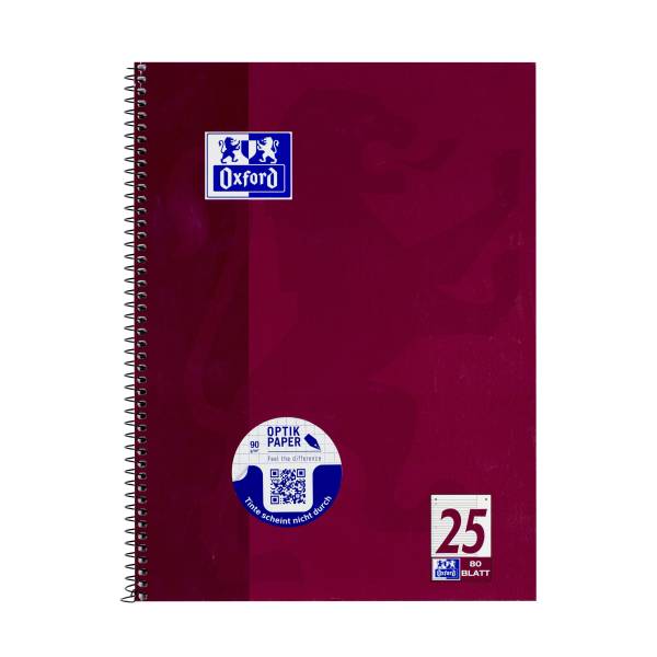 Collegeblock Schule, Optik Paper 90 g qm, A4+, liniert Rand, 80Blatt
