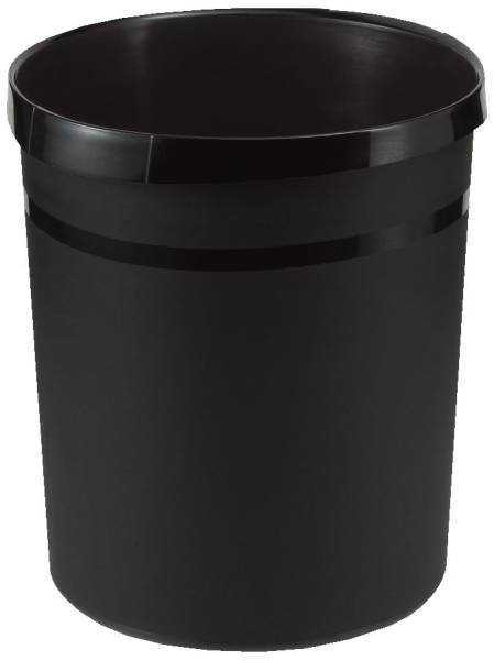 Papierkorb GRIP, 18 Liter, rund, 2 Griffmulden, extra stabil, schwarz