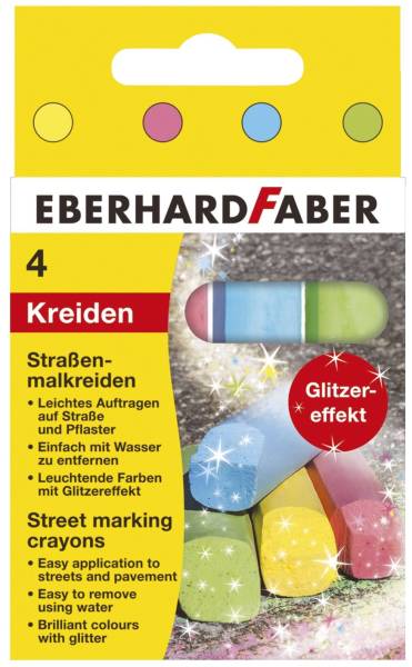 Glitzer Straßenmalkreide 4er Kartonetui