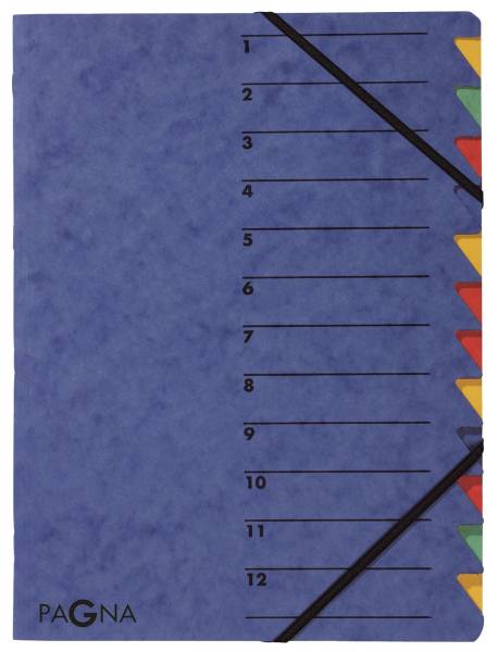 Ordnungsmappe EASY 12 Fächer, A4, Pressspan, 265 g qm, blau