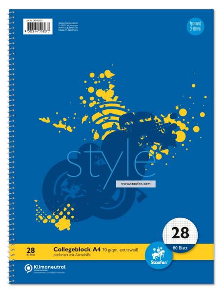 STAUFEN STYLE Collegeblock A4 80BL kar. L28 040480025 70g