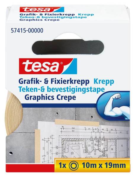Fixierband Grafik und Fixier Krepp, Papier, 10 m x 19 mm, beige