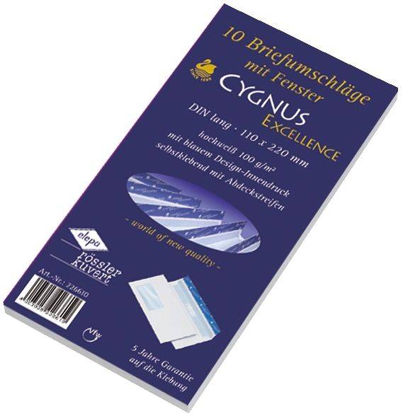 Briefumschlag DL, haftkebend, weiß, Offset 100g, 10 Stück mit Fenster