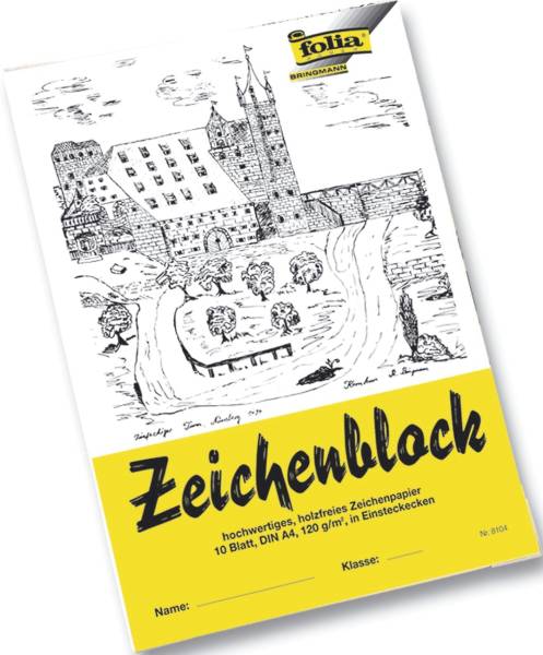 Zeichenblock mit Leinenecken 120g qm, DIN A4, 10 Blatt