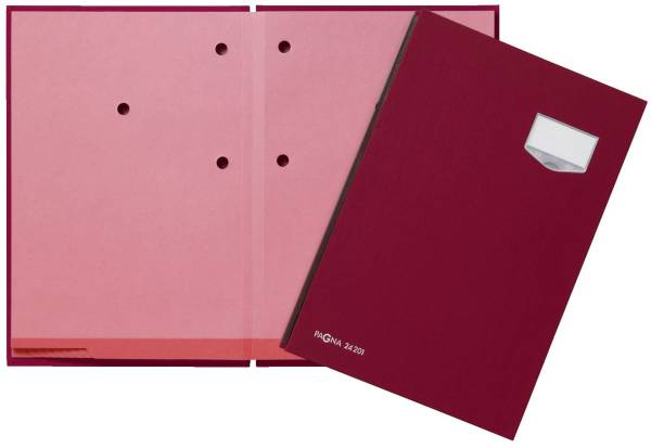 Unterschriftsmappe DE LUXE 20 Fächern, A4, Leinen Einband, rot