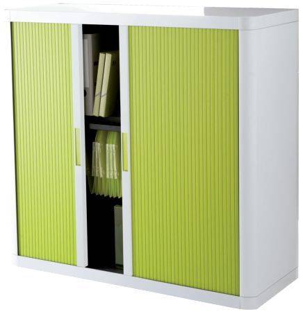 Rolladenschrank easyOffice 1 Meter Schrank, inkl 2 Fachböden, weiß grün