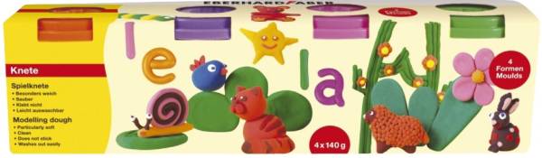Spielknete 4er Set, Förmchen im Deckel
