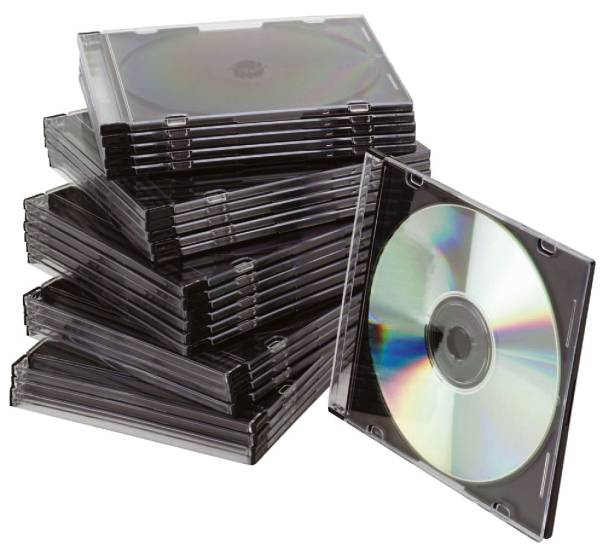 CD Boxen Standard Slim Line für 1 CD DVD, transparent schwarz, Packung mit 25 Stück