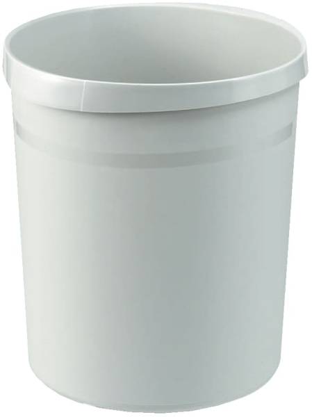 Papierkorb GRIP, 18 Liter, rund, 2 Griffmulden, extra stabil, lichtgrau