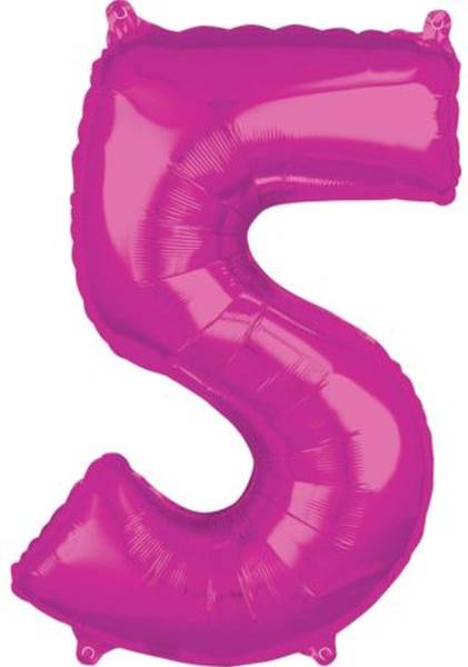 Folienballon Zahl 5 rosa 662001 66x45cm