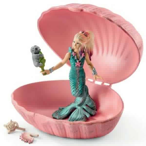 SCHLEICH Spielzeugfigur Meerjungfrau in Muschel 70564