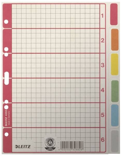 4355 Register blanko, Karton, farbig bedruckt, A5, 6 Blatt