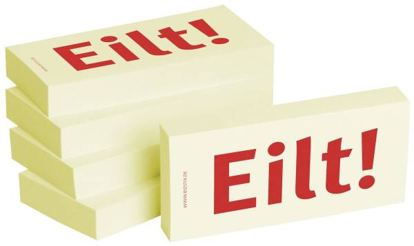 Bedruckte Haftnotizen Text: Eilt!