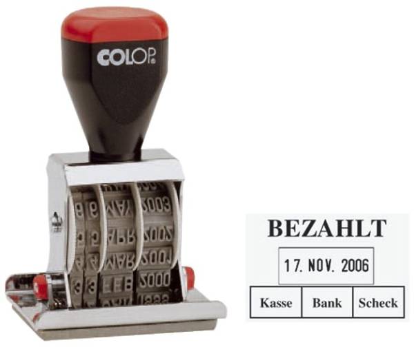 Datum Plattenstempel BEZAHLT + 4 mm Datum
